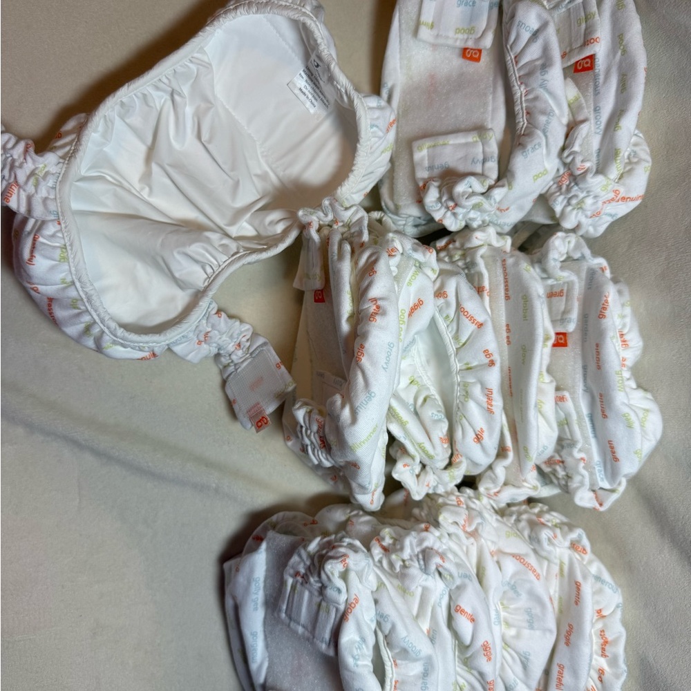 White Reusable Diapers with Colorful Print